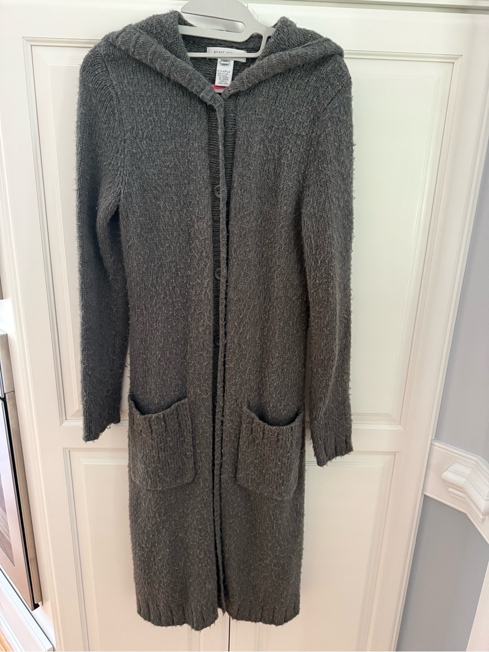 Nine West Long Hooded Cardigan Coat - Gray